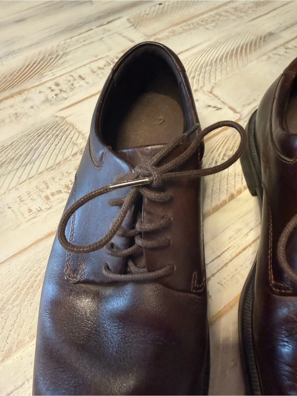 Rockport Men's Margin Dark Brown Leather Lace-Up Oxfords sz9.5W Dress Shoe